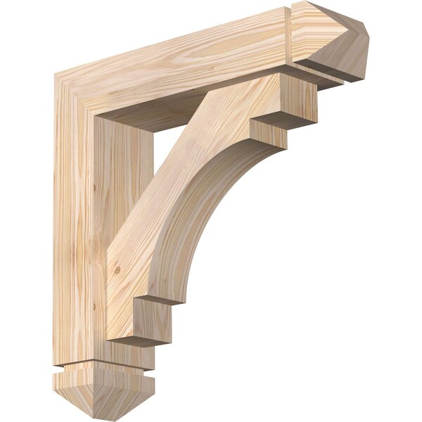 Ekena Millwork Merced Arts and Crafts Smooth Bracket w/ Offset Brace, Douglas Fir, 5 1/2"W x 22"D x 22"H BKT0604X22X22MRC03SDF - main